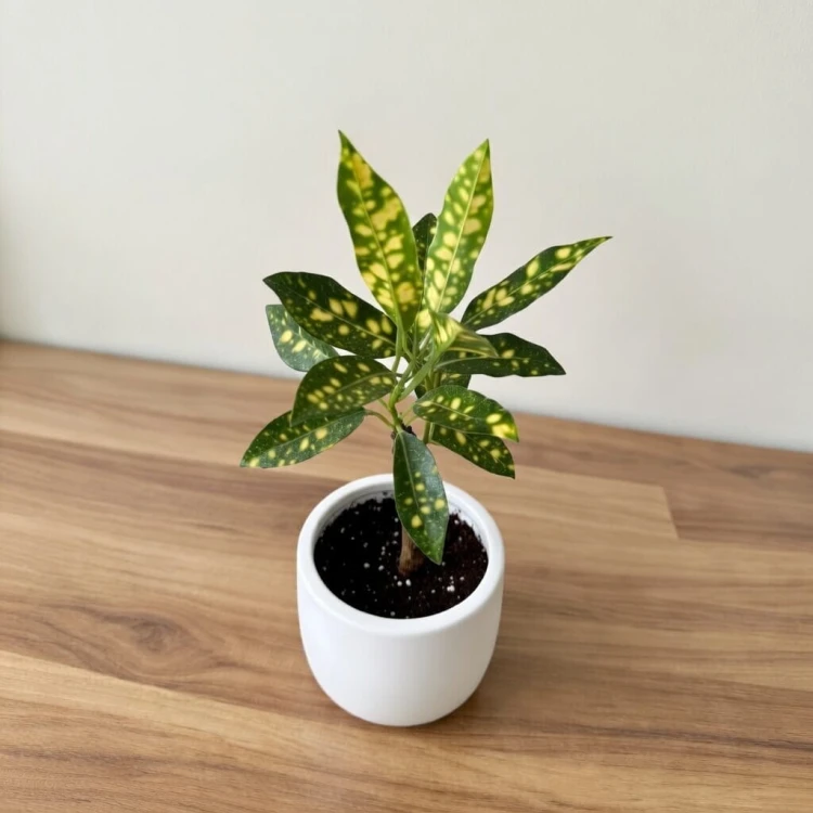 Kroton Codiaeum variegatum Aucubaefolia Trójkrzyn P6