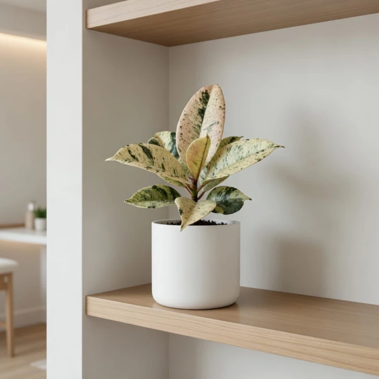 Ficus elastica Moonshine Shivereana Fikus P6