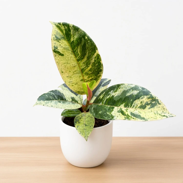 Ficus elastica  Shivereana  Moonshine Fikus P9