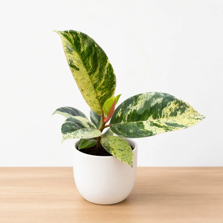 Ficus elastica  Shivereana  Moonshine Fikus P9