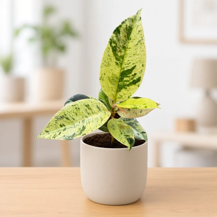 Ficus elastica  Shivereana  Moonshine Fikus P9