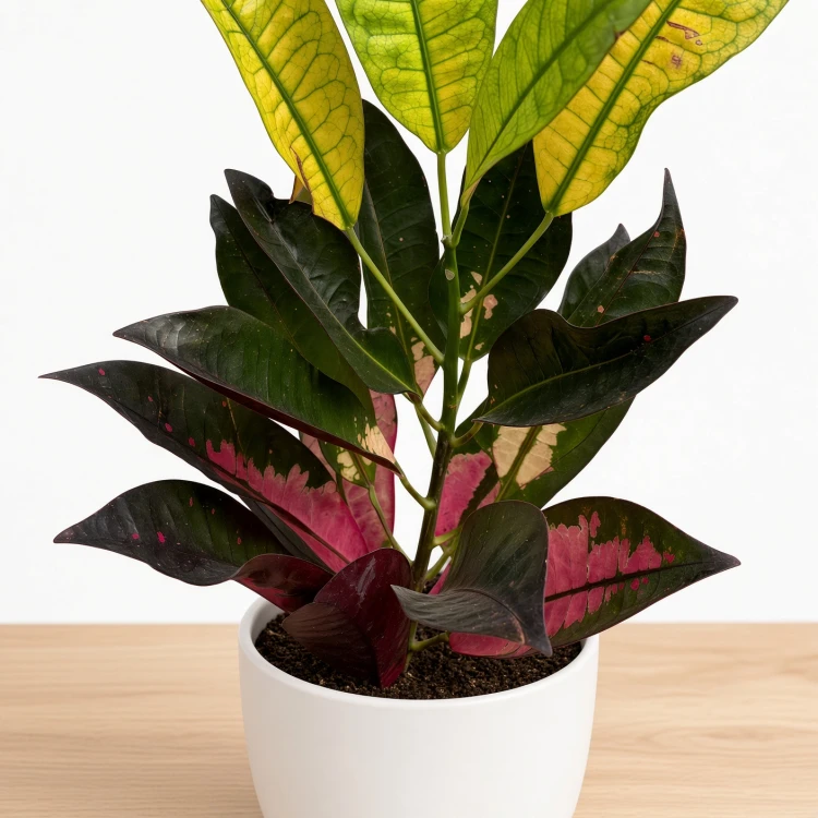 Kroton Mrs. Iceton Codiaeum variegatum Trójskrzyn P11
