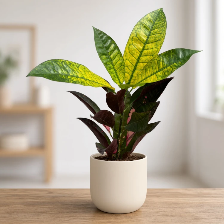 Kroton Mrs. Iceton Codiaeum variegatum Trójskrzyn P11